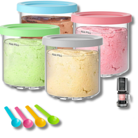 For Ninja Creami Pints and Lids - Pack of 4, Compatible with NC299AMZ and NC300s Series Creamer Accessories, Replacement Cups for Ninja Creami Pints BPA-Free and Dishwasher Safe Colored Covers