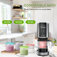 For Ninja Creami Pints and Lids - Pack of 4, Compatible with NC299AMZ and NC300s Series Creamer Accessories, Replacement Cups for Ninja Creami Pints BPA-Free and Dishwasher Safe Colored Covers