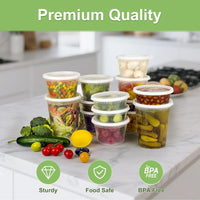 60 Sets (120-Piece) Deli Containers with Lids, 32/16/8 oz X 20 Set Each, Leak-Proof & BPA Free Airtight Takeout Plastic Food Storage Containers for Soup, Freezer/Microwave/Dishwasher Safe