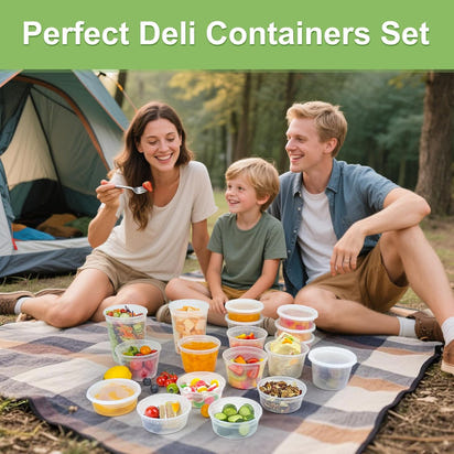 60 Sets (120-Piece) Deli Containers with Lids, 32/16/8 oz X 20 Set Each, Leak-Proof & BPA Free Airtight Takeout Plastic Food Storage Containers for Soup, Freezer/Microwave/Dishwasher Safe