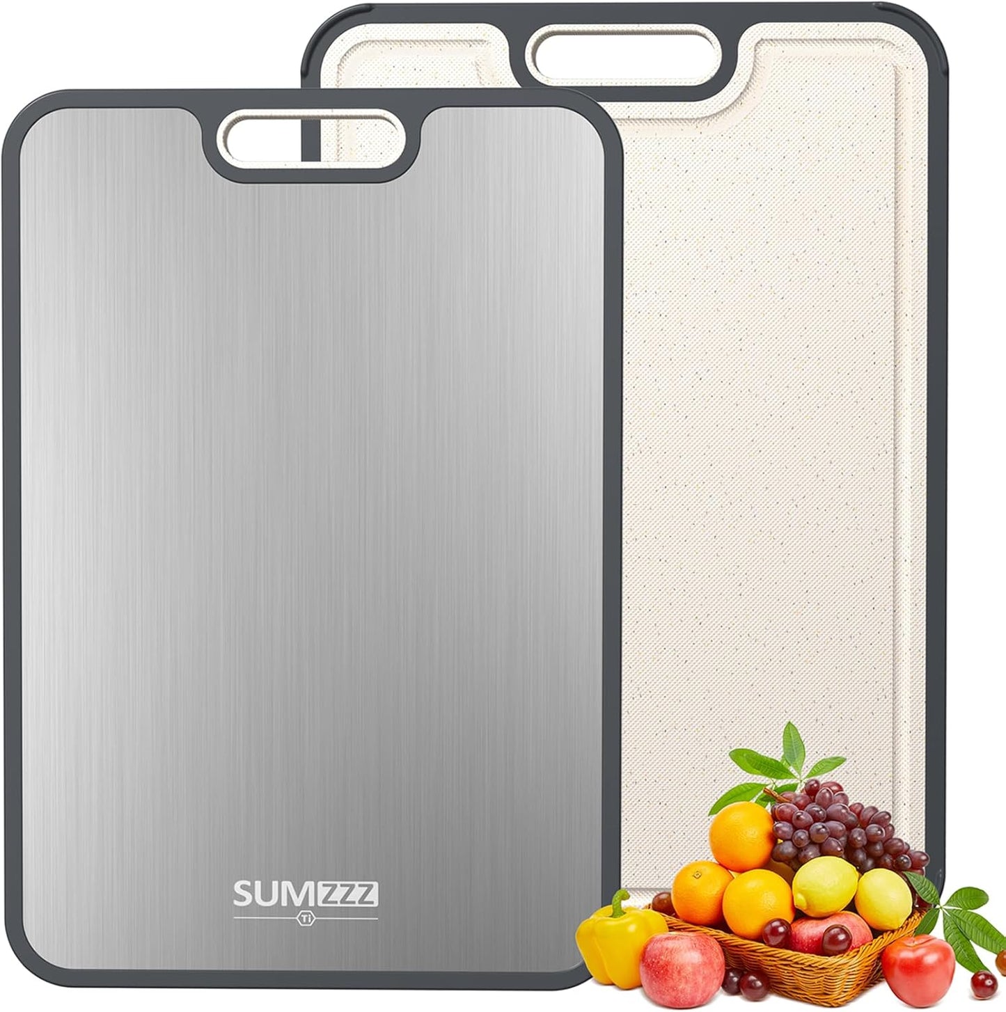 Titanium Cutting Board for Kitchen, Cutting Board Double Sided Food Grade, Pure Titanium/PP, Easy to Clean Large Size 16”×11”