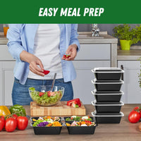 50 Pack (100-Piece) 24 oz Meal Prep Containers Reusable with Lids, Sturdy Leakproof & Food Safe, Microwave, Freezer, Dishwasher Safe Prep Containers, To Go Take Out Plastic Food Storage
