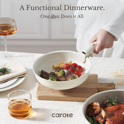 CAROTE 17pcs Pots and Pans Set, Nonstick Cookware Set Detachable Handle, Induction Kitchen Cookware Sets Non Stick with Removable Handle, RV Cookware Set, Oven Safe