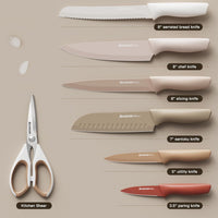 Astercook Knife Set, 13 Pieces Kitchen Knives Set with Healthy Anti-Rust Coating, Dishwasher Safe, Stainless Steel Chef Knife Sets with 6 Blade Guards, Perfect Holiday Gifts for Kitchen