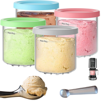 For Ninja Creami Pints and Lids - Pack of 4, Compatible with NC299AMZ and NC300s Series Creamer Accessories, Replacement Cups for Ninja Creami Pints BPA-Free and Dishwasher Safe Colored Covers